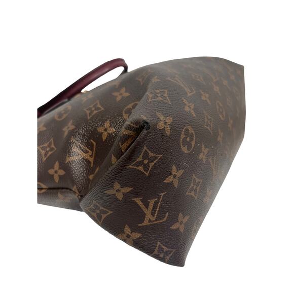 LOUIS VUITTON Brown Leather Canvas Monogram Lock Shoulder Flower Tote Bag - Picture 10 of 16